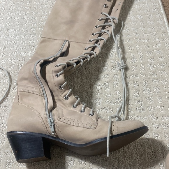 Jeffrey Campbell’s soft, leather, tall, heel boot lace front inside zipper - Picture 2 of 8